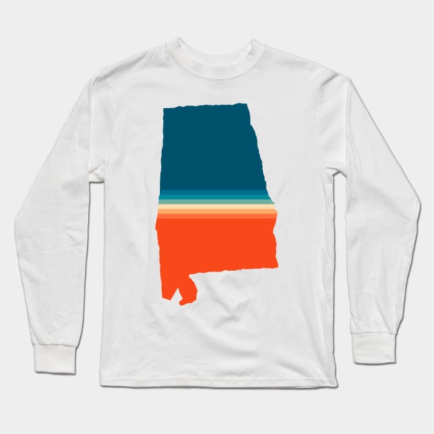 Alabama State Retro Map Long Sleeve T-Shirt by n23tees